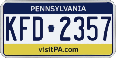 PA license plate KFD2357
