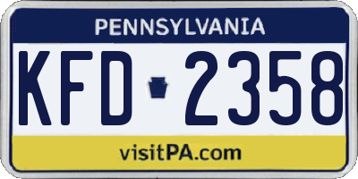 PA license plate KFD2358