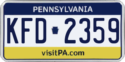 PA license plate KFD2359