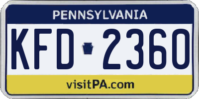 PA license plate KFD2360