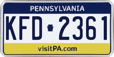 PA license plate KFD2361