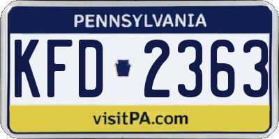 PA license plate KFD2363