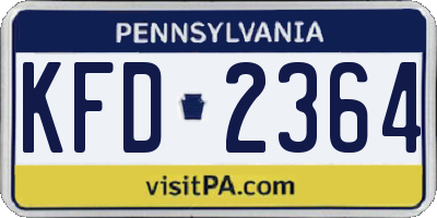 PA license plate KFD2364