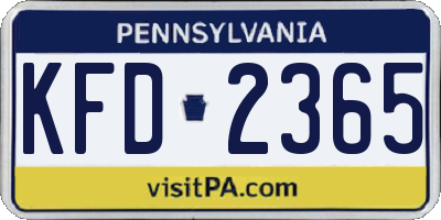 PA license plate KFD2365