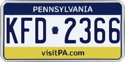 PA license plate KFD2366