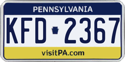 PA license plate KFD2367