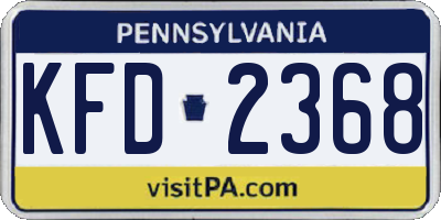 PA license plate KFD2368