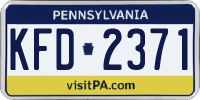 PA license plate KFD2371