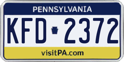 PA license plate KFD2372