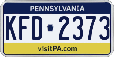 PA license plate KFD2373
