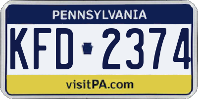 PA license plate KFD2374
