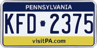 PA license plate KFD2375