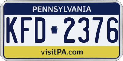 PA license plate KFD2376