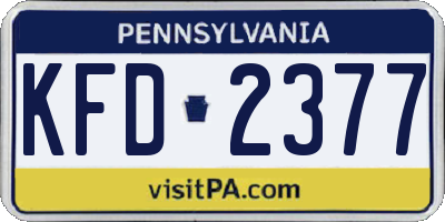 PA license plate KFD2377