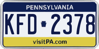 PA license plate KFD2378