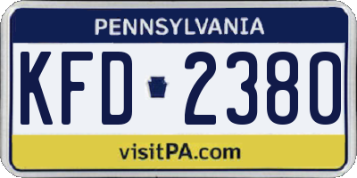 PA license plate KFD2380