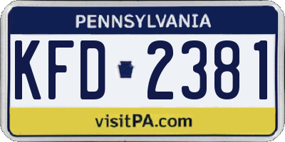 PA license plate KFD2381
