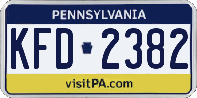 PA license plate KFD2382