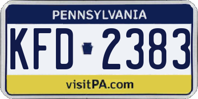 PA license plate KFD2383
