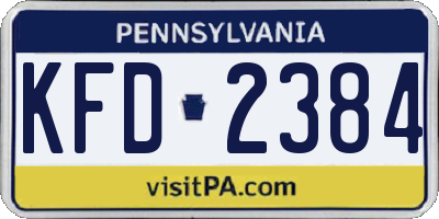 PA license plate KFD2384