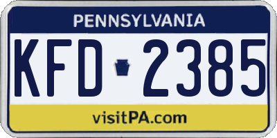 PA license plate KFD2385