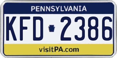 PA license plate KFD2386