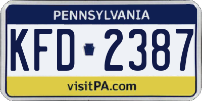 PA license plate KFD2387