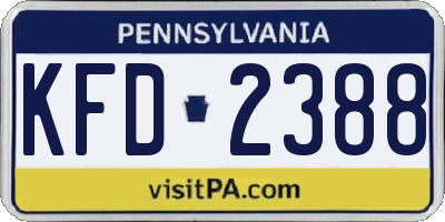 PA license plate KFD2388