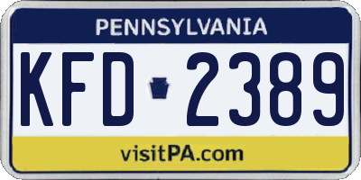 PA license plate KFD2389