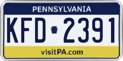 PA license plate KFD2391