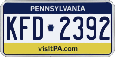 PA license plate KFD2392