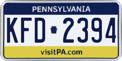 PA license plate KFD2394
