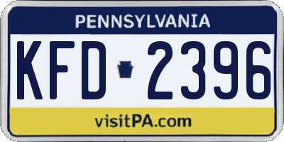 PA license plate KFD2396