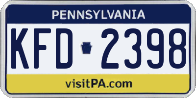 PA license plate KFD2398