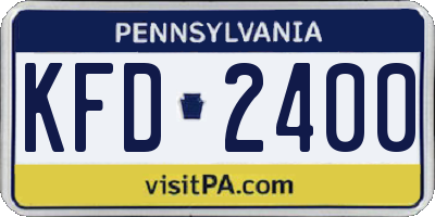 PA license plate KFD2400