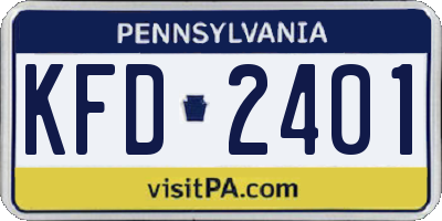 PA license plate KFD2401