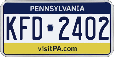 PA license plate KFD2402