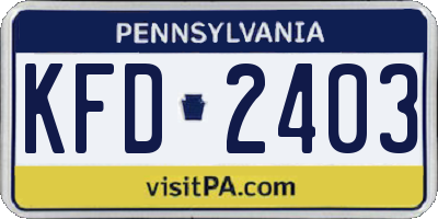 PA license plate KFD2403