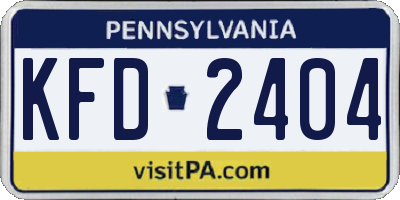 PA license plate KFD2404