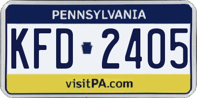 PA license plate KFD2405