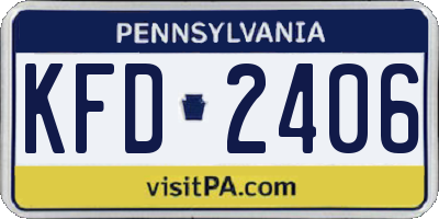 PA license plate KFD2406
