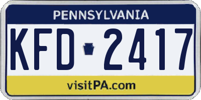 PA license plate KFD2417