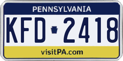 PA license plate KFD2418