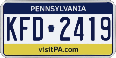 PA license plate KFD2419