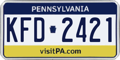 PA license plate KFD2421