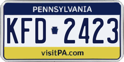 PA license plate KFD2423