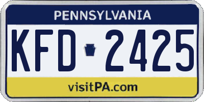 PA license plate KFD2425