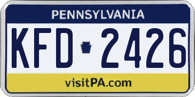 PA license plate KFD2426