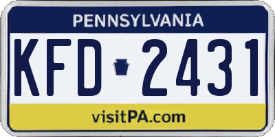 PA license plate KFD2431