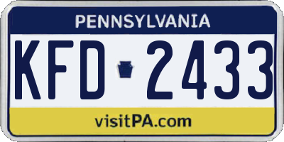 PA license plate KFD2433